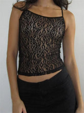 Mesh Sheer Lace Camisoles Spaghetti Strap Sleeveless Backless Tank Summer Mini Vest Streetwear Crop Tops